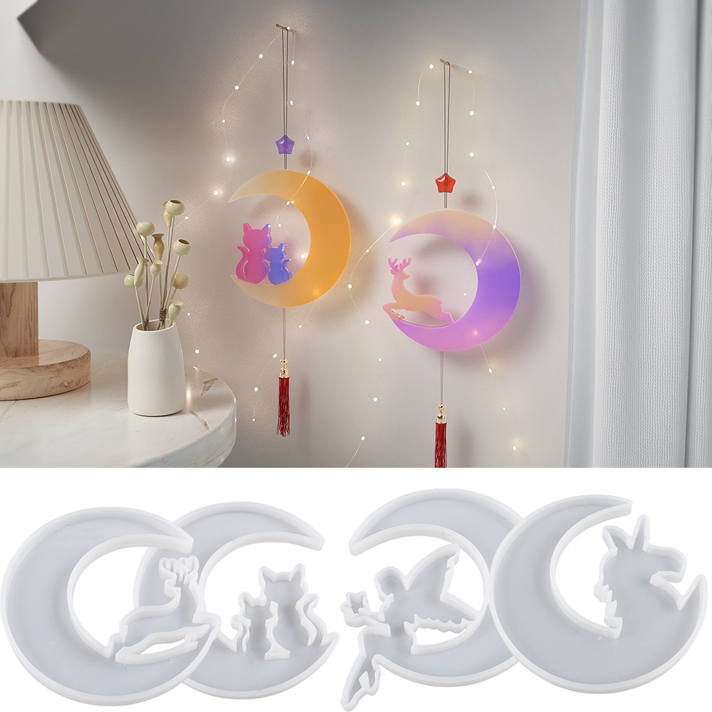 diy Crystal drop glue Moon Cat Moose Moon Unicorn Moon Angel listing silicone mold
