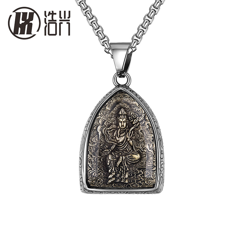 Titanium Steel Twelve Zodiac Life Eight Guardian Brand Pendant Men's Retro Stainless Steel Necklace Item Picture
