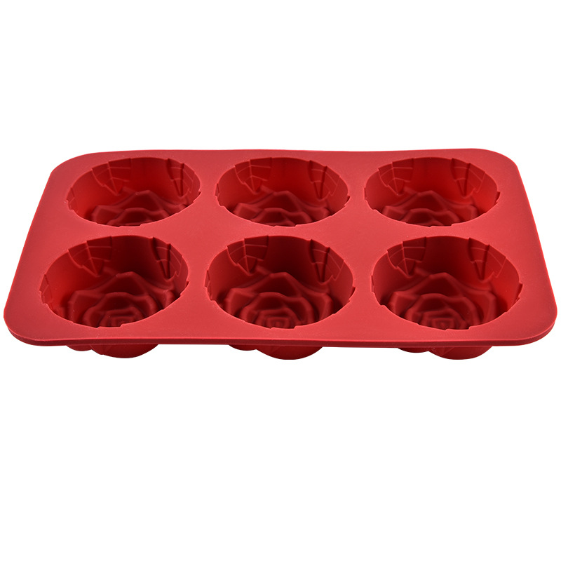 6-piece rose cake mold, food-grade silicone mousse mold, candle gypsum crystal resin mold, easy to demold Item Picture