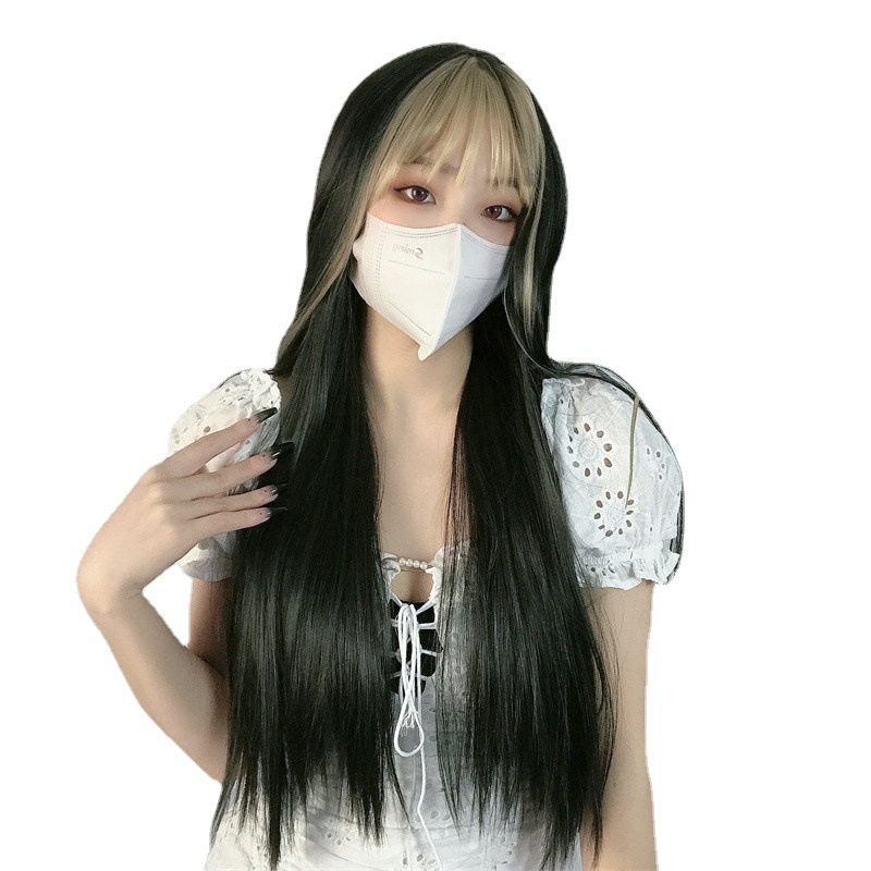 This long straight hair wig is the same as Jennie's. It's a natural full-length wig with a realistic scalp and cute jk bangs Item Picture