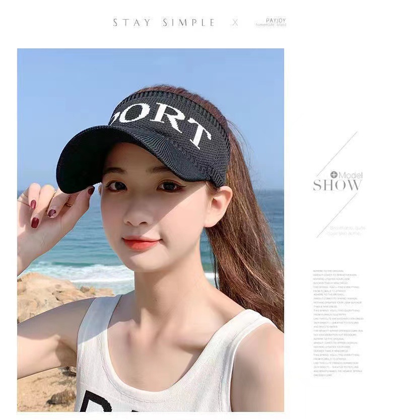 防晒空顶帽子女户外运动网红春夏季遮阳针织帽跑步骑车鸭舌太阳帽详情9