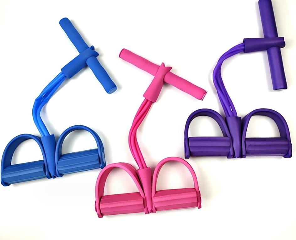 Four-tube foot pedal resistance band, multi-functional four-strand yoga resistance rope, sit-up assistant, home foot pedal abdominal exercise device details Picture