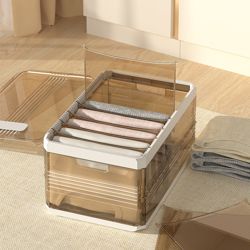 Pants Storage Artefact Wardrobe Clothing Plastic Storage Box Organizer Box Layering Storage Collapsible Adjustable Household Organizer Box