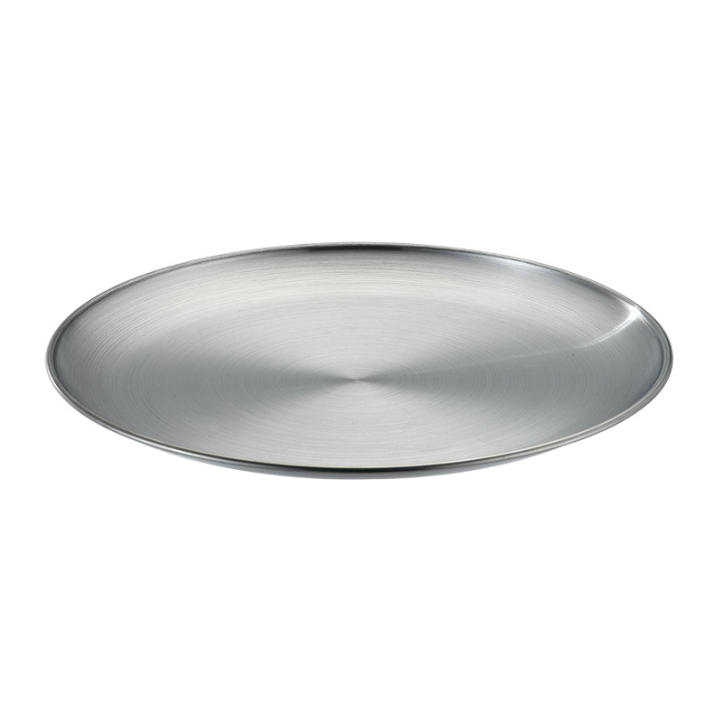 Stainless steel plate, Western-style desserts, cakes, fruits, flat bottom, Korean-style display, golden single-layer barbecue round plate Item Picture