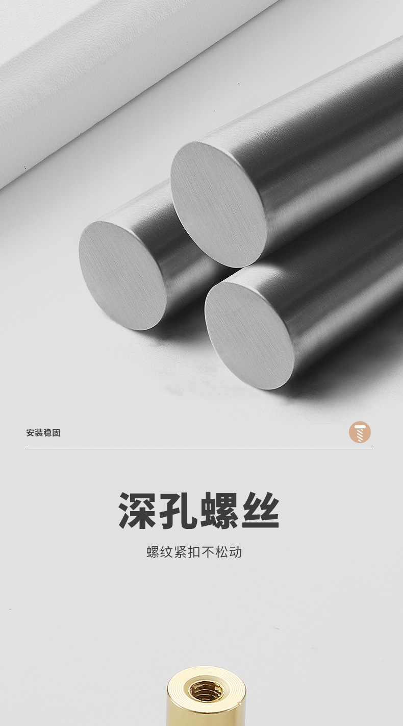 金色银色单孔拉手轻奢柜门现代简约衣柜橱柜北欧美式圆形抽屉把手详情3