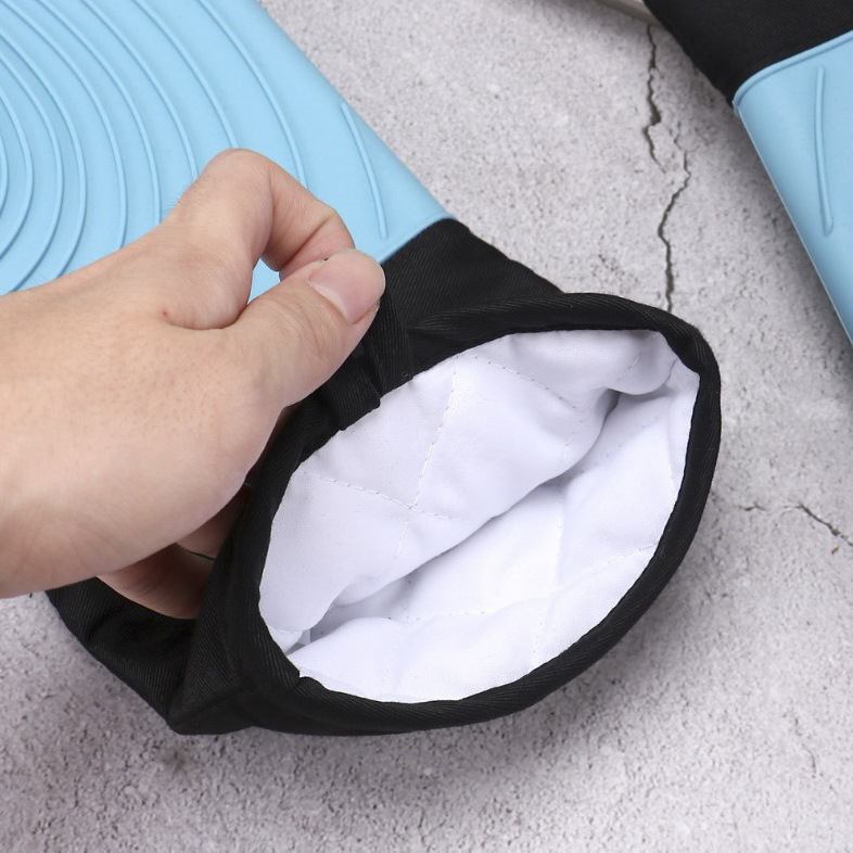 Amazon Spot BBQ Baking oven boiler Silicone plus cotton gloves High temperature resistant BBQ insulated silicone gloves Specification drawing