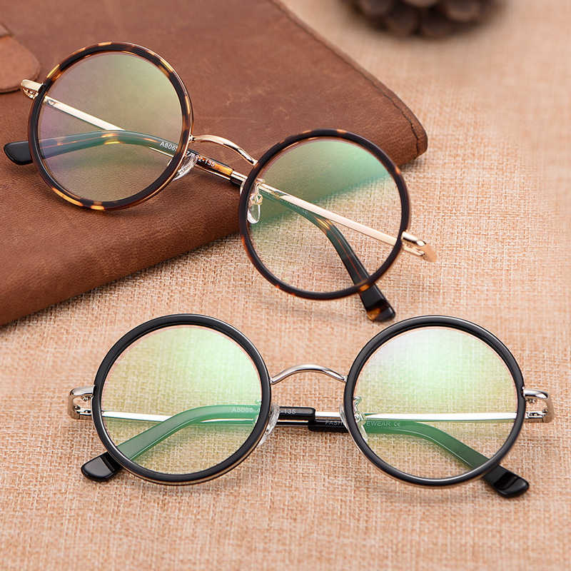 Retro round frame men's and women's flat myopia glasses, decorative spectacle frame, optical myopia frame, round glasses 8068 details Picture