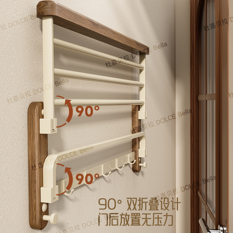 Maillard black walnut towel rack, bathroom, no need for drilling, bath towel storage rack, high-end bathroom rack Application Scenario