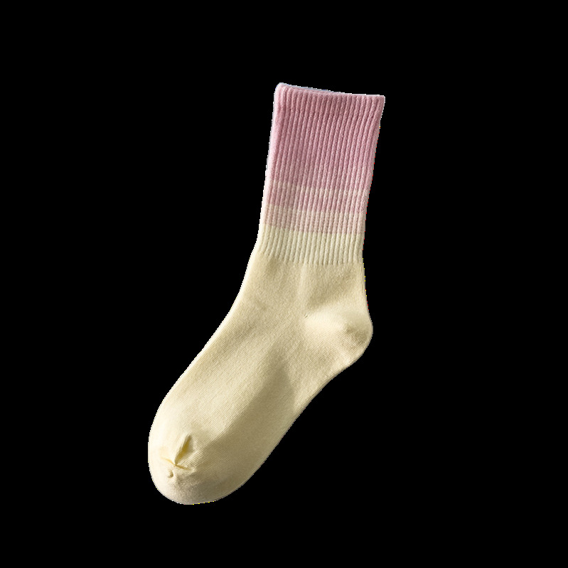 Zhuji socks gradient color sports socks for women spring and autumn, ins trendy cotton internet-famous Japanese couple autumn and winter mid-calf socks Item Picture