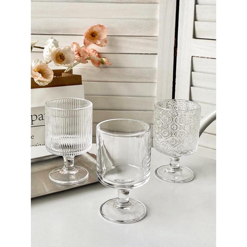Cross-border high-appearance-level vertical striped dessert glass cups, light luxury European cocktails, ice cream, popsicles, juice tall glasses Specification image