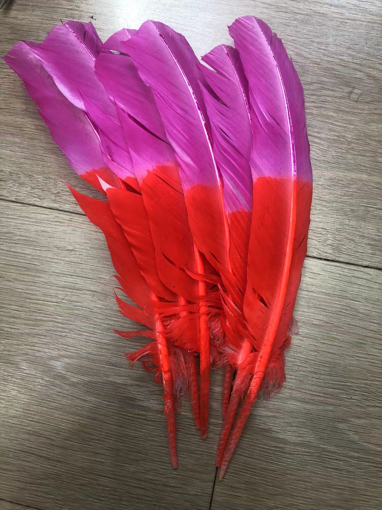 厂家供应 双效染火鸡窝翎 演出舞台服装饰羽毛 舞蹈道具翎毛