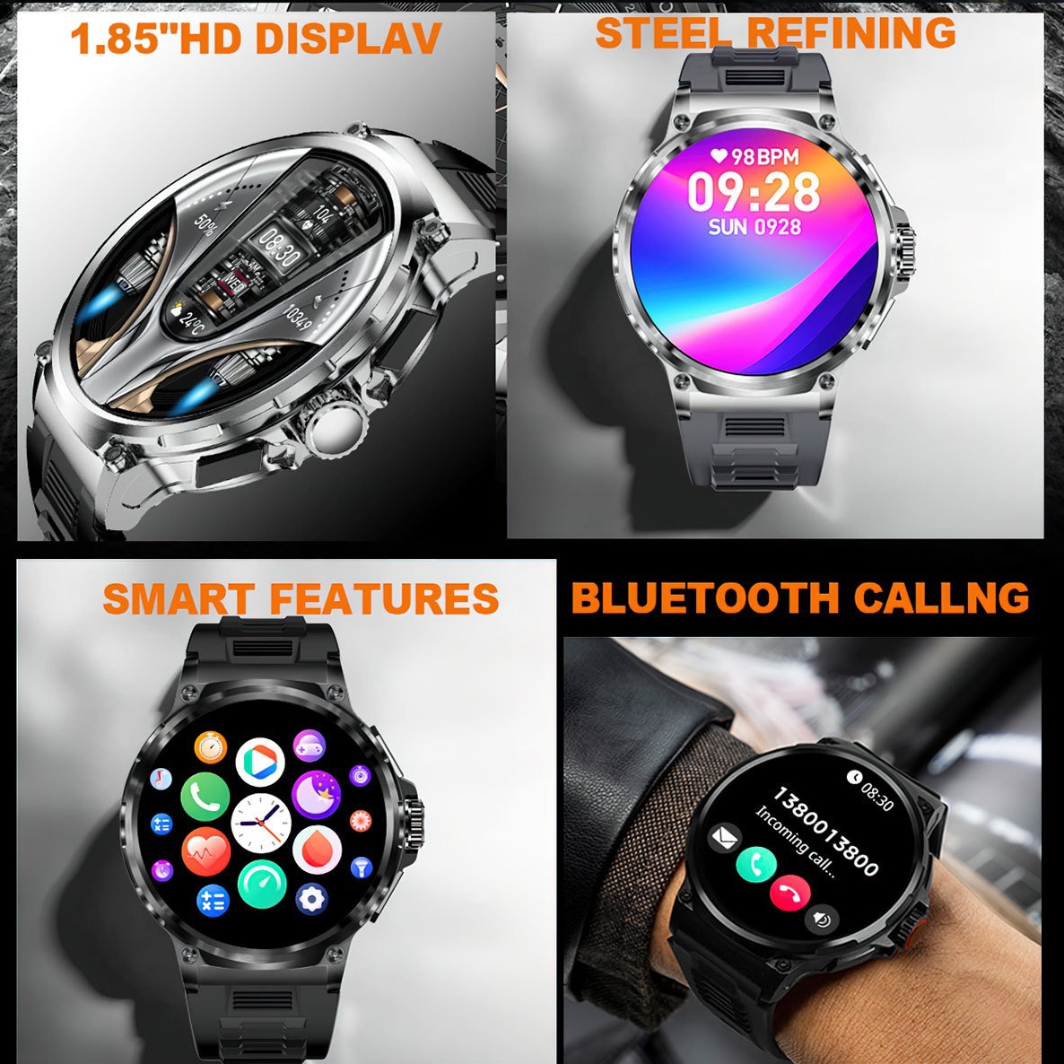 Cross-border exclusive V69 smartwatch, 1.85-inch high-definition large screen, Bluetooth call, fitness and sports, ultra-long battery life details Picture