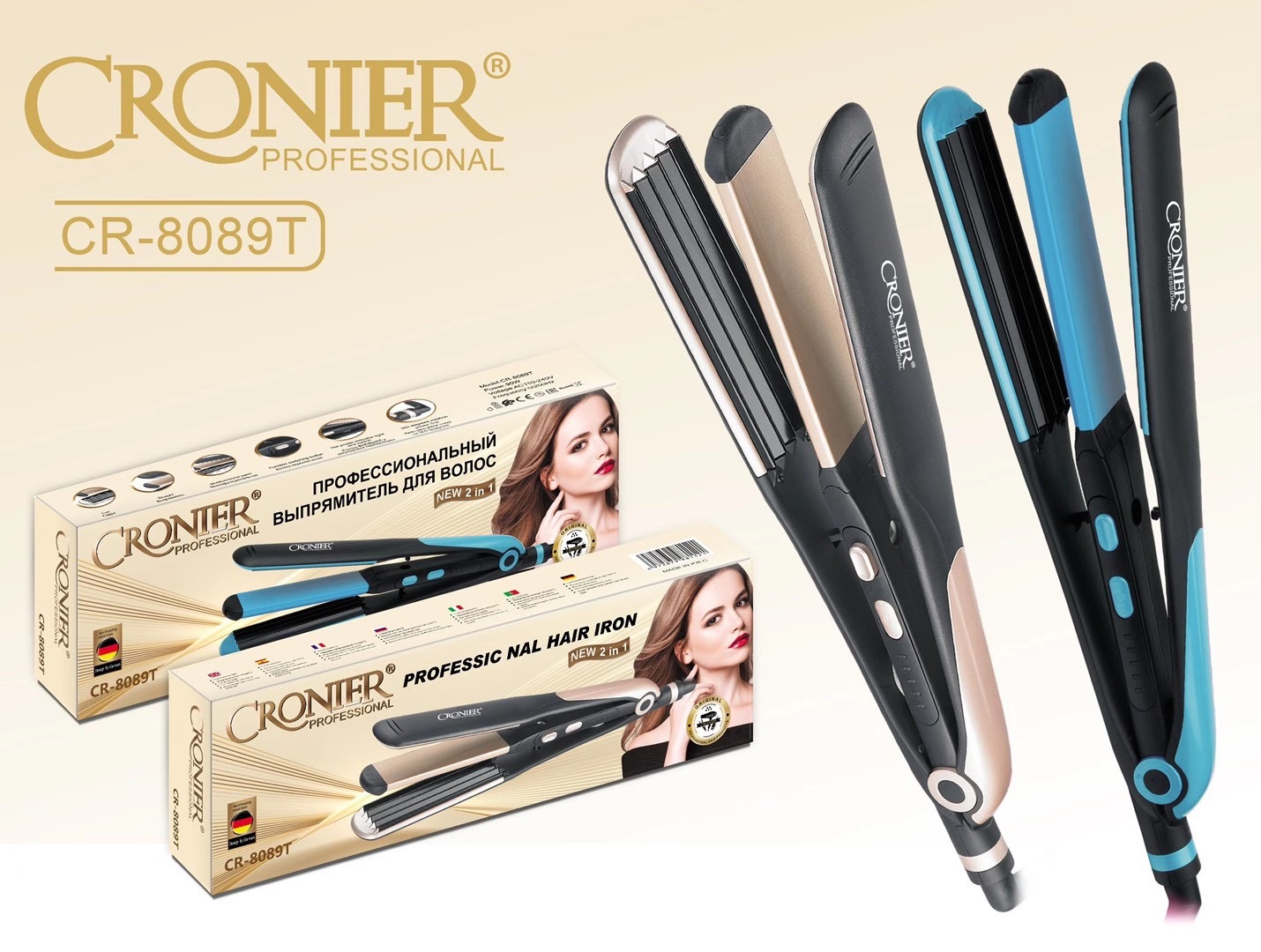 CRONIER CR-8089T Automatic Electric Straightener Dry/wet straight pin Corn perm Curler full figure