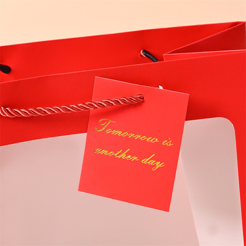 Transparent windowed handbag, Teachers' Day flower packaging gift bag, souvenir gift box packaging paper bag, doll gift bag Application Scenario