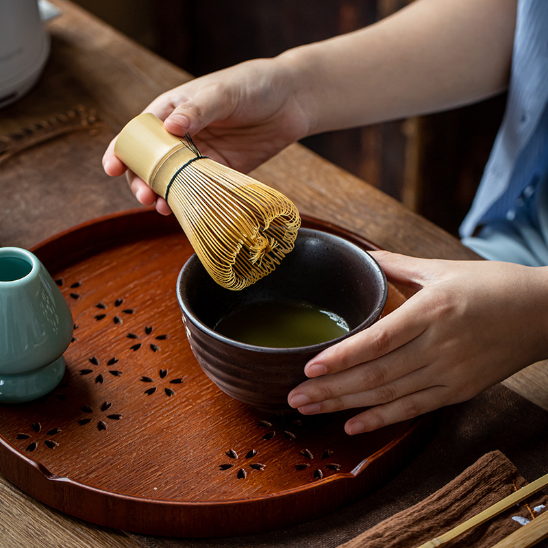 日式茶筅抹茶/百本立点茶筅/抹茶碗托盘茶产品图