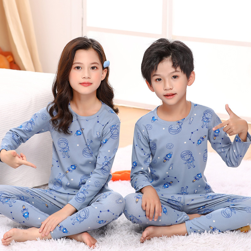 Children's cotton-like thermal underwear set, 22 styles of winter thickened cool silk cotton base layer for large children's long Johns and long pants Application Scenario