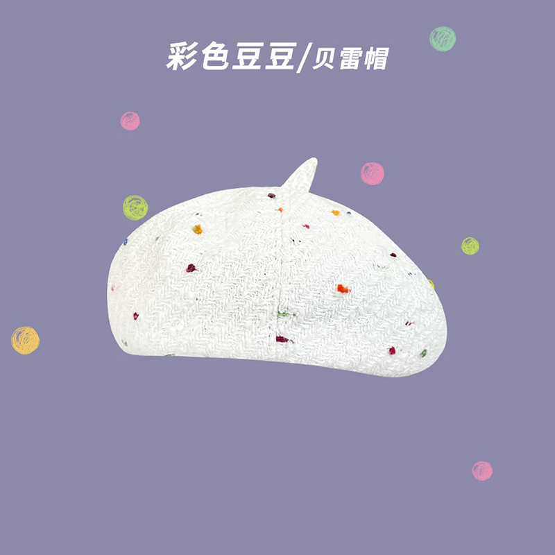 Japanese Sweet Rainbow Bean Beret Hat Female Autumn And Winter Warm Everything Show Face Small Painter Hat Bud Hat Tide