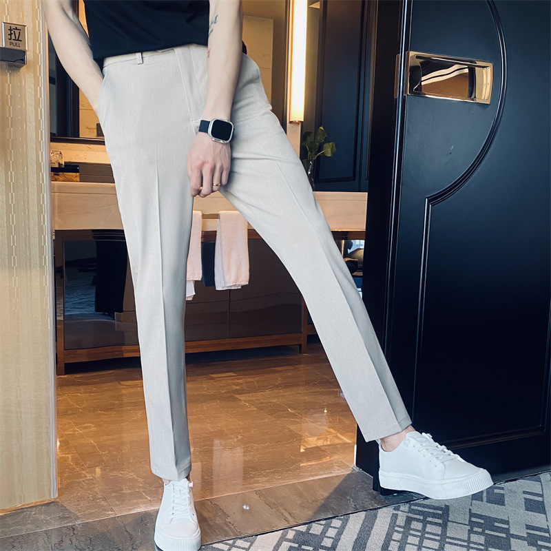 黑色西裤春秋款商务长裤正装男款休闲九分裤子韩版夏季西装裤男士