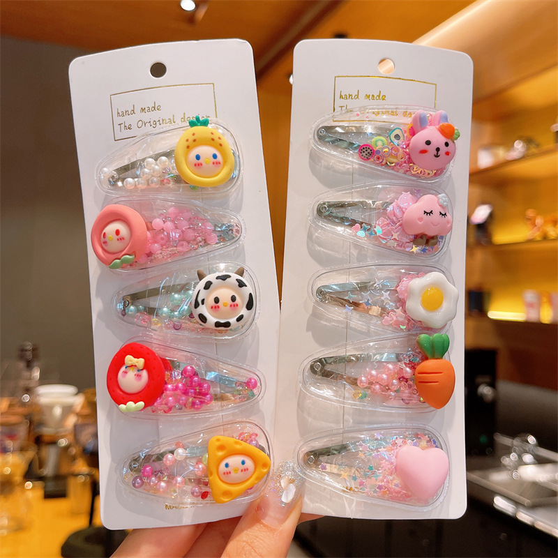 Children's Net Red Quicksand Hairpin Cute Baby Bangs Broken Hair Clip Girls Do Not Hurt Hair Headwear Little Girls Hair Accessories details Picture