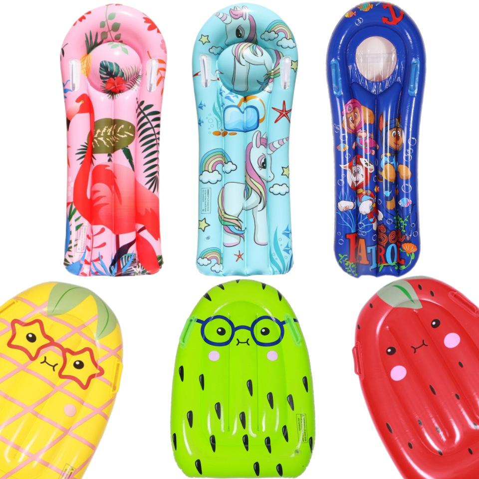 Manufacturers sell inflatable surfboards children's floating drainage water playing toys mount floating bed learn to swim puppy floating board full figure