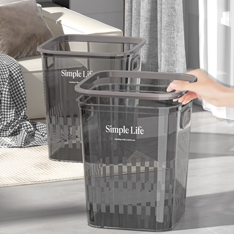 Wholesale of large-sized plastic trash cans for environmental sanitation toilets, outdoor tabletop classification, uncovered, transparent household trash cans for hotel kitchens Application Scenario