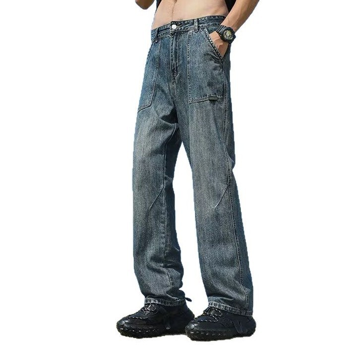 Custom-made Japanese trendy and simple jeans for men's autumn new style, beautiful full figure