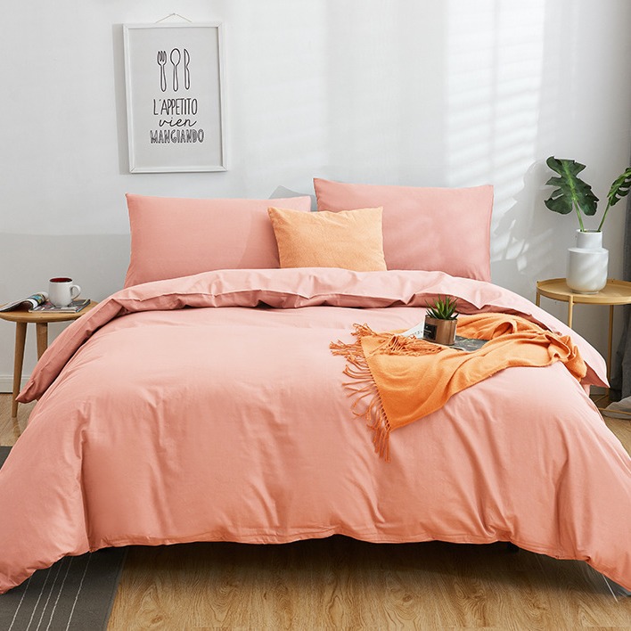 Pure Cotton Color Simple Twill Bed Cover Four-Piece Pure Cotton Plain Bed Sheet And Quilt Cover Bedding Replacement Specification drawing