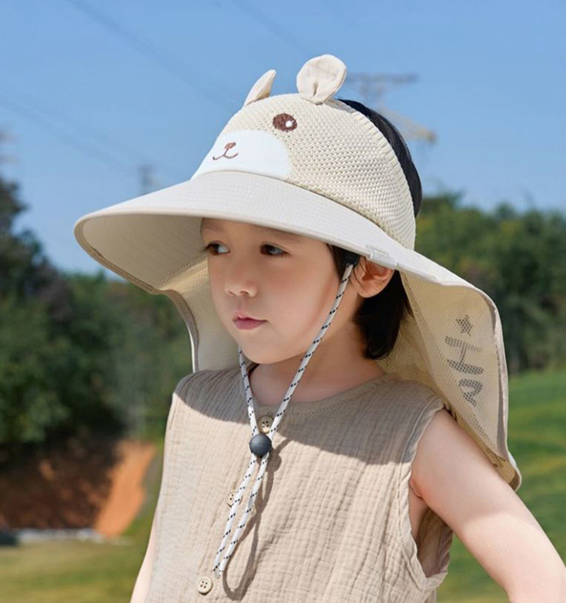 儿童防晒帽宝宝夏季大檐护脖披肩遮阳帽男女童可爱渔夫帽卡通详情1