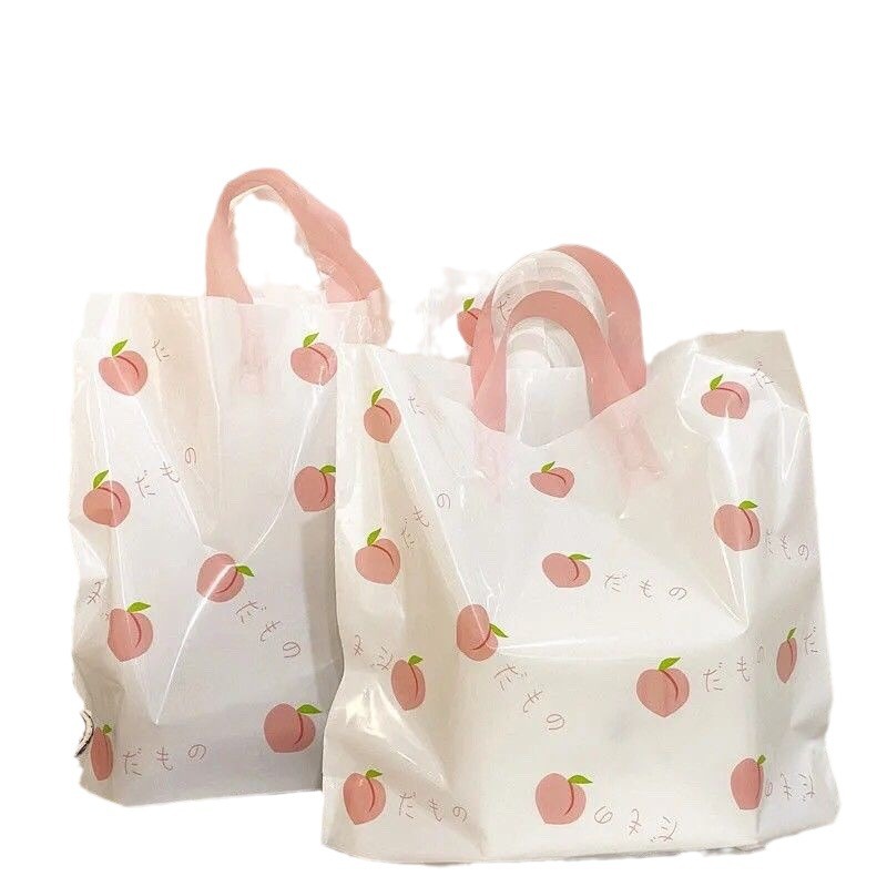 Clothing store bags, hand-held plastic bags, summer peaches, fresh and tempting plastic shopping bags, cosmetic bags, free shipping Item Picture