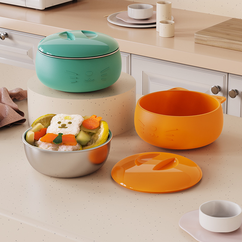 Jiayi Beibi wholesale children's tableware, baby food bowls, 304 stainless steel bowls, silicone bowls, baby bowls with covers