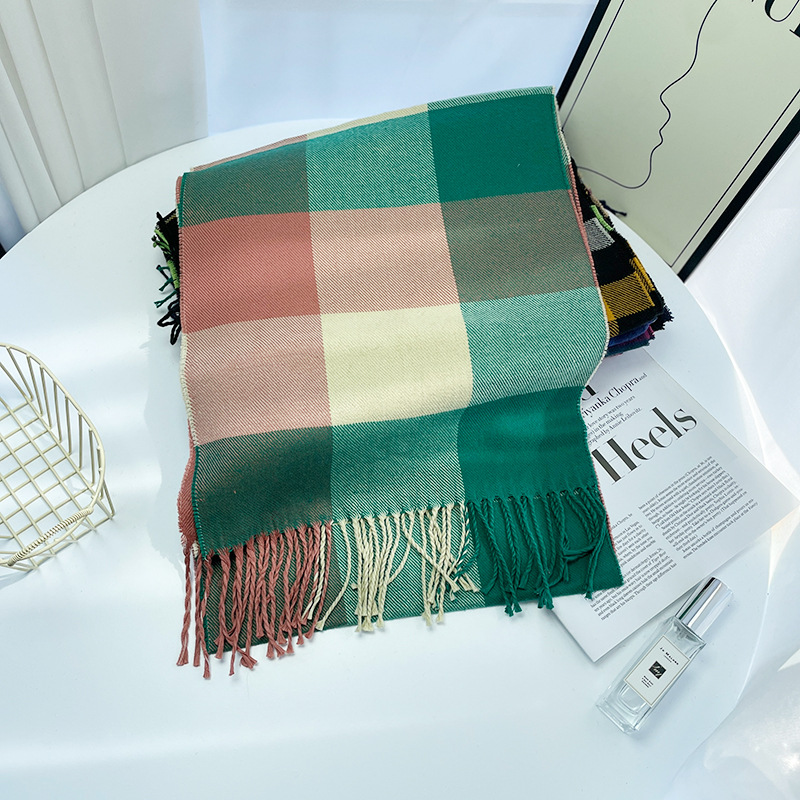 Autumn And Winter New Imitation Cashmere Scarf Men's Fashion Plaid Scarf Women's Winter High-Grade Children's Shawl Collar