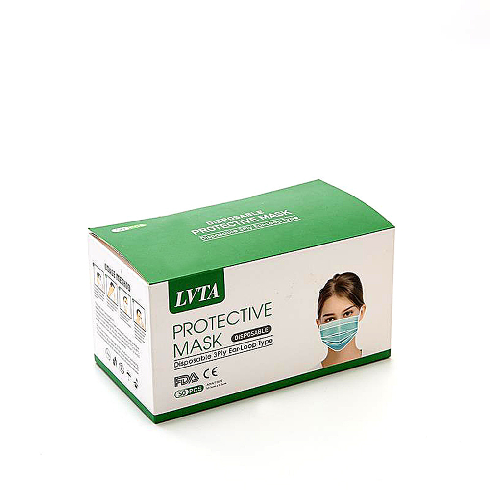 Mask Packaging Box Can Be English Disposable Mask Packaging Box Folding White Card Paper Box Printing Color Box Wholesale Specification drawing