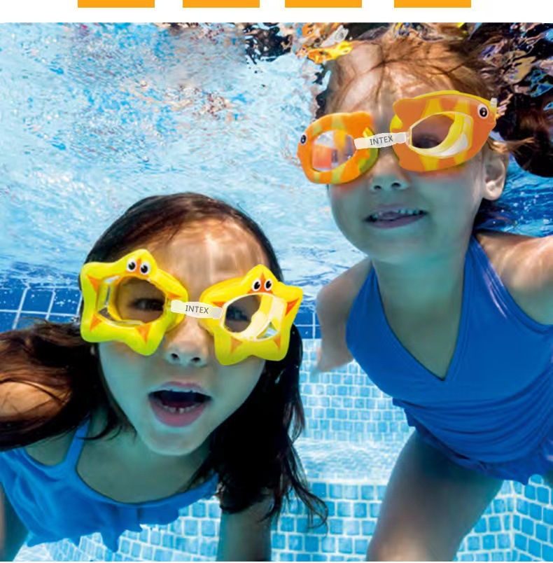 intex 55603 Cross-border exclusive children's swimming goggles, cartoon frog goggles and diving goggles details Picture