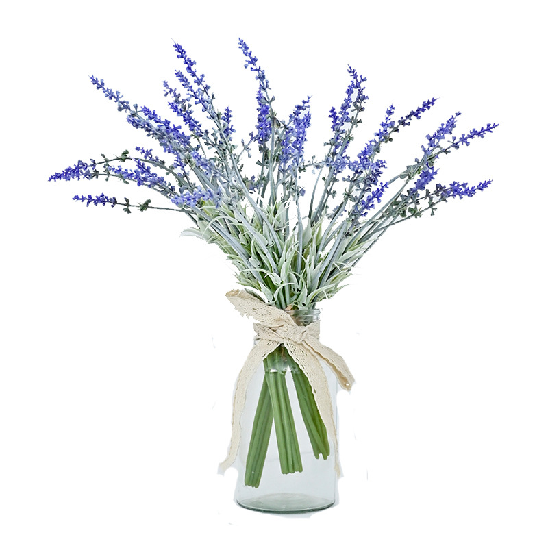 Artificial Handmade Lavender Plastic Purple Lavender Put A Bouquet Of Pastoral Style Decorations Put Flowers Cross Borders To Simulate Green Plants Item Picture