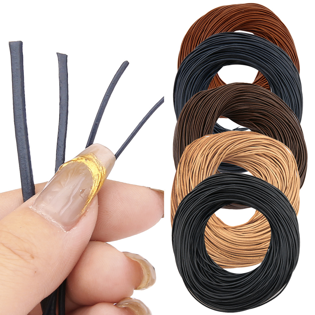 diy colorful round cowhide rope, self-made colorful elastic hair bands, bracelets, necklaces, hair accessories materials and accessories Specification drawing