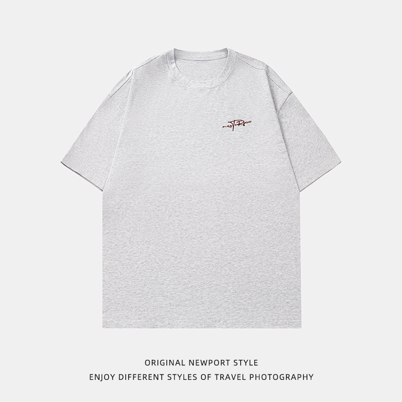 National trend retro pure cotton short-sleeved T-shirt for men, summer style American letter print half-sleeved trendy brand loose couple shirt Item Picture