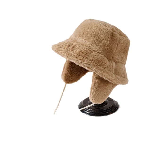 Brand [Sondona] 2025 New Winter Korean Version Thickened Fisherman Hat For Women, Making The Face Look Smaller, Warm, Windproof, Skin-Friendly, Rabbit Plush Detachable Ear-Protecting Basin Hat, Fashionable And Versatile, High-Quality And Atmospheric Item Picture