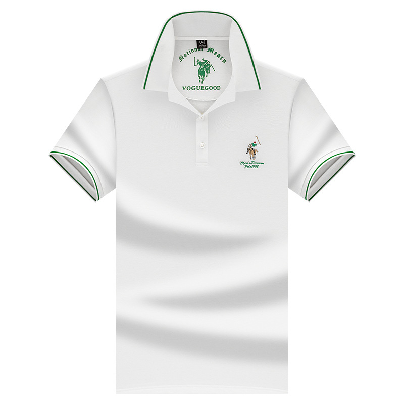 A new summer in-stock lapel embroidered breathable solid color short-sleeved casual daily middle-aged business polo shirt for men Item Picture