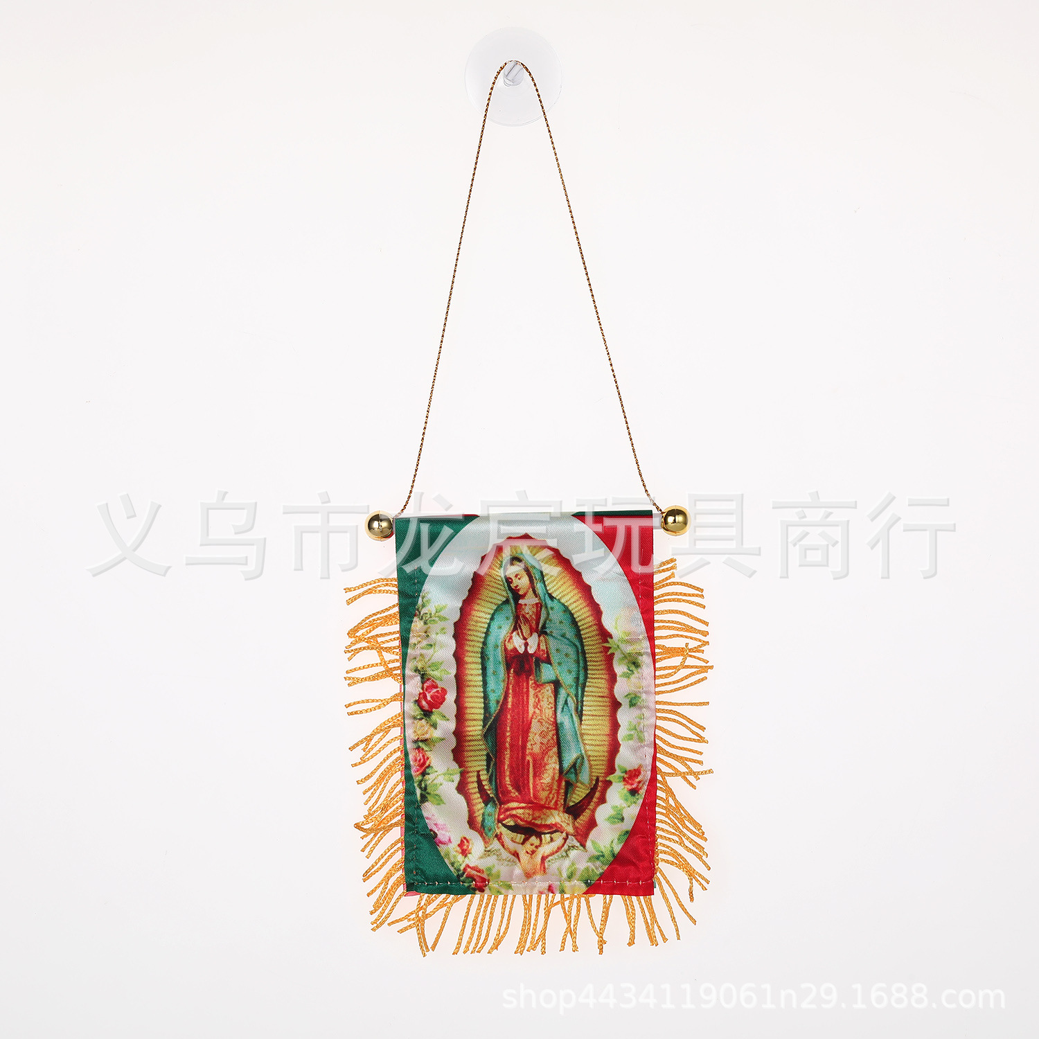 厂家直供圣母汽车小挂旗各国国旗迷你小锦旗双面流苏吸盘流须旗子