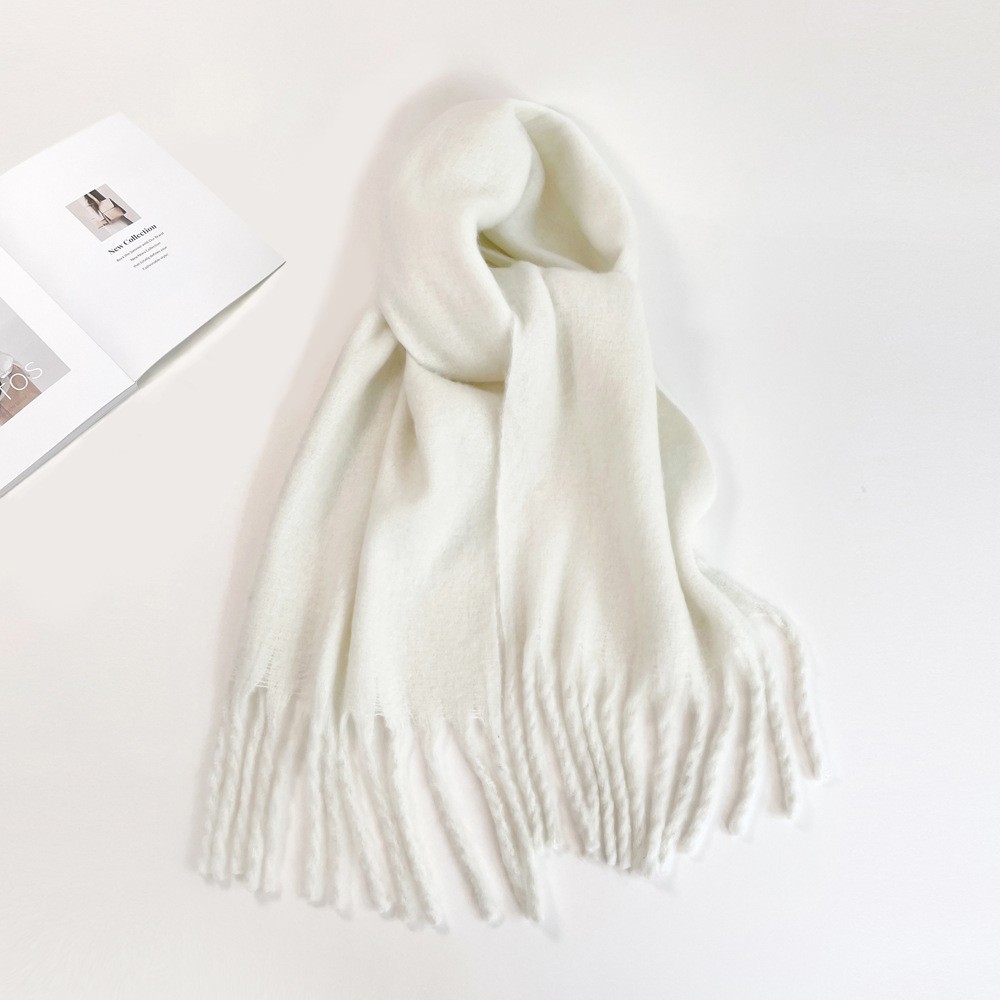 Solid Color Warm Scarf Female Autumn Winter All-Match Woolen Soft Waxy Couple Korean Version Of School Style All-Match Japanese Tide Scarf Item Picture