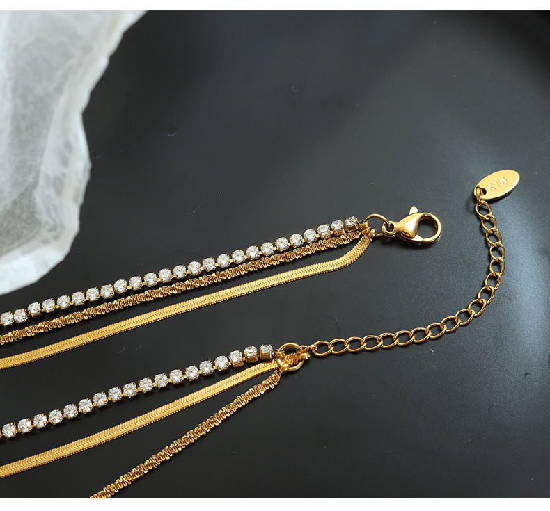 Three-layer full diamond chain blade cauliflower chain personalized necklace, metal trendy hip-hop titanium steel jewelry pic 28