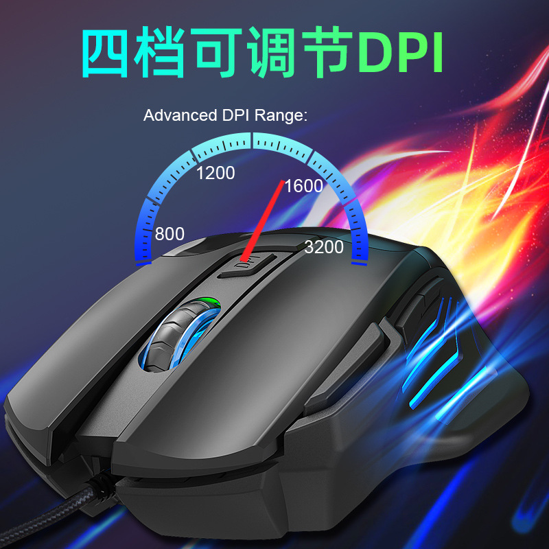 Customized e-sports "PlayerUnknown's Battlegrounds" (PUBG) game mechanical mouse, 7-button, colorful breathing lamp table-style computer notebook cross-border mouse Specification image