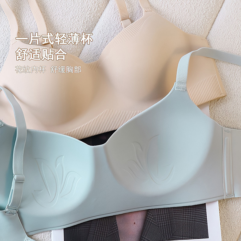 Seamless lingerie for women, small breasts gather together, no steel rings, comfortable and skin-friendly, soft support bra, thin lingerie for women Specification image