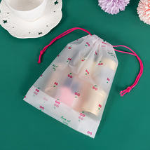 小樱桃拉绳束口袋儿童毛巾帽子袜子包装袋粉色印刷半透明磨砂袋子