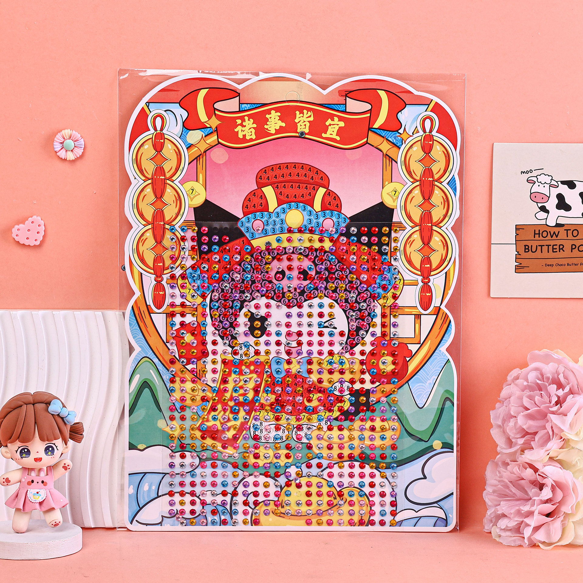 2024 New Year's Diamond Sticker Diy Sanrio Series Acrylic Sticker For Children Cartoon Shining Gem Sticker details Picture