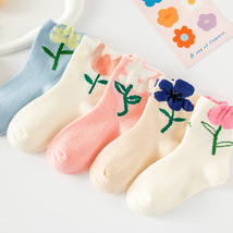 【5双装】秋冬季婴童袜新款中筒甜美精梳棉男女童袜新生儿宝宝袜