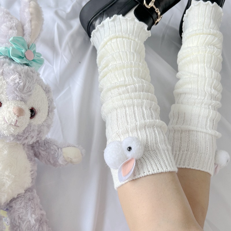 洛丽塔可爱兔子日系针织袜套jk毛线堆堆袜子女保暖学生小腿袜182详情图1