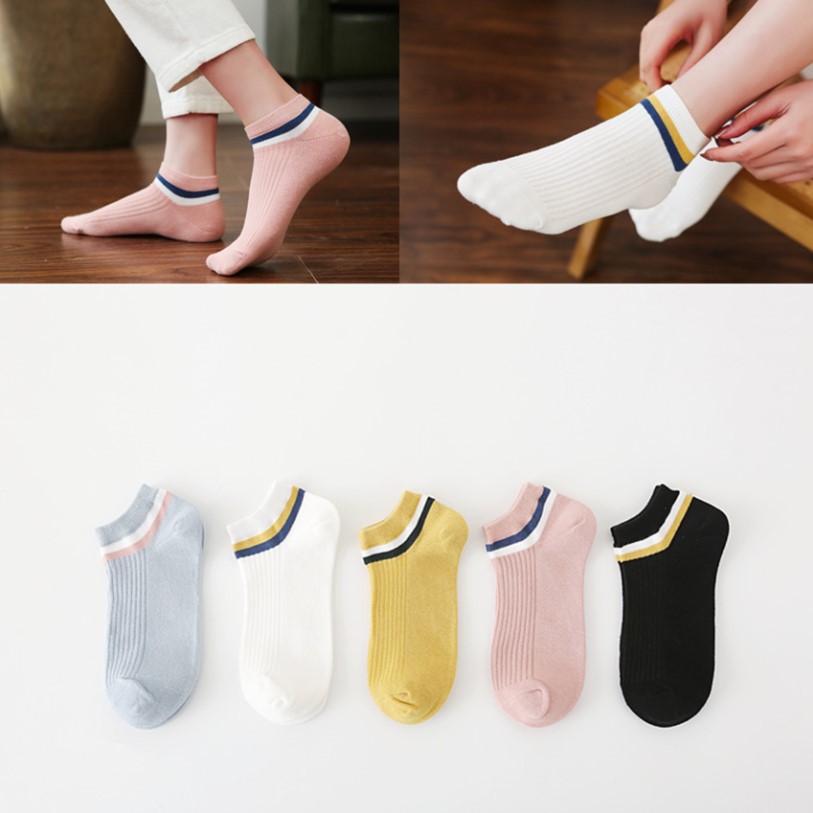 Calcetines mujer simple rayas colección calcetines barco mujer 2021 crossover algodón mujer calcetines confort al por mayor calcetines cortos algodón puro