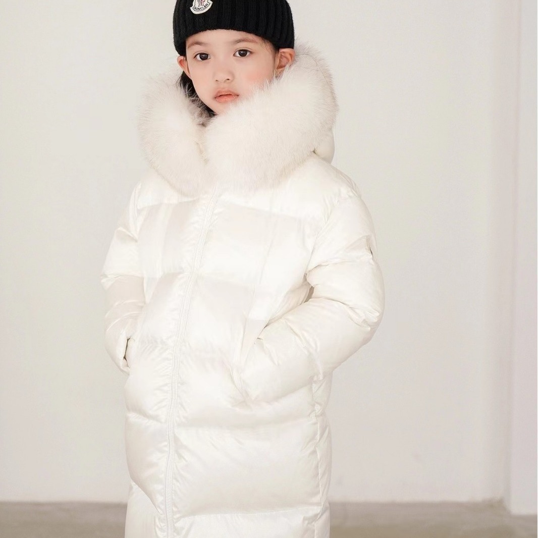 冬款女童时尚韩版加厚羽绒大衣保暖挡风防水防污加长款儿童羽绒服