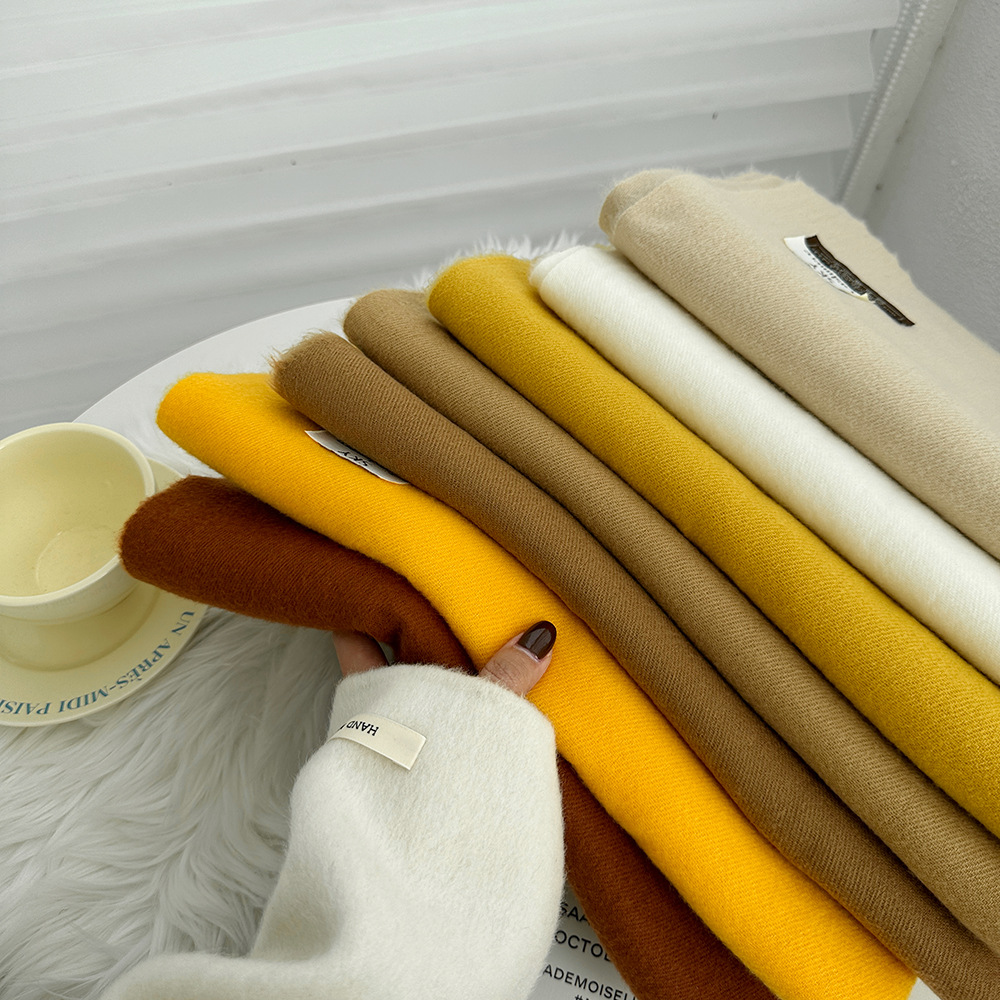 纯色围巾女冬季新款欧美仿羊绒围巾跨境多色保暖围脖长款披肩批发详情13